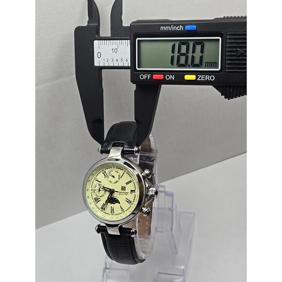 Steinhausen Marquise Automatic Watch Moon Phase Triple Calendar Silver Black - Picture 7 of 13